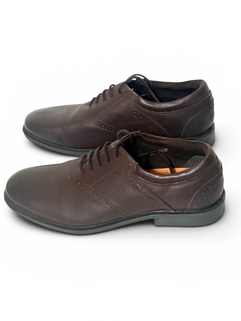Men's Nunn Bush Dual Comfort Memory Foam Brown Leather Oxfords Size 10.5